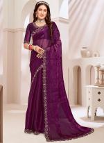 Jimmy Choo Wine Wedding Wear Hand Work Saree